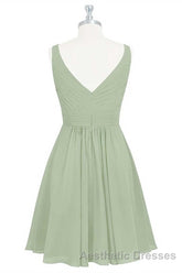 Sage Green Chiffon A-Line Short Bridesmaid Dresses